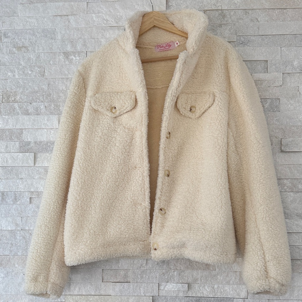 Pink Lily Cream Sherpa Jacket